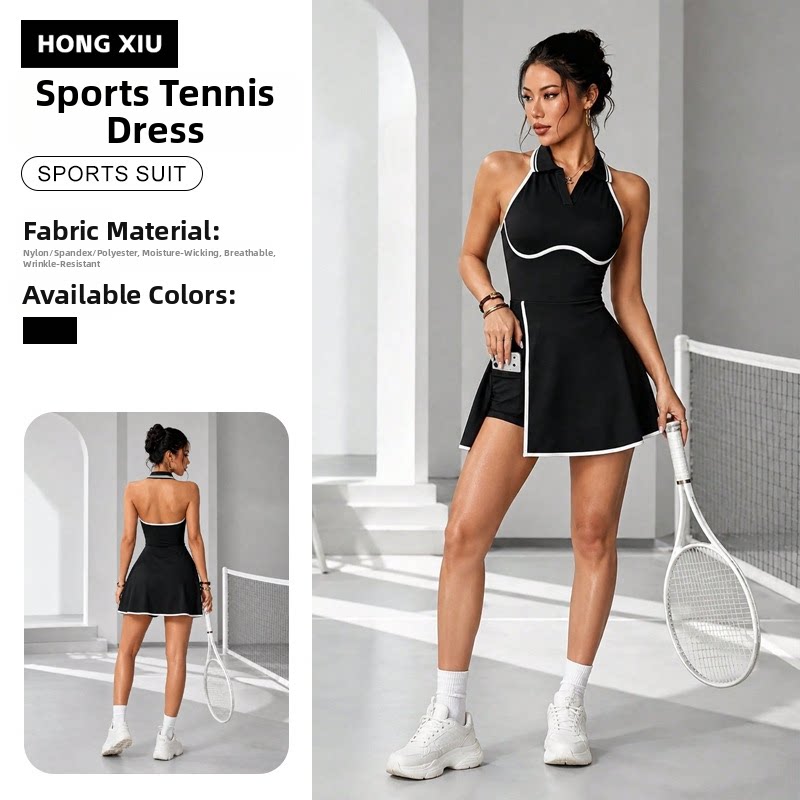 Women Open Back Color Block Te - Yoga Fitness Dress ulasan dan harga