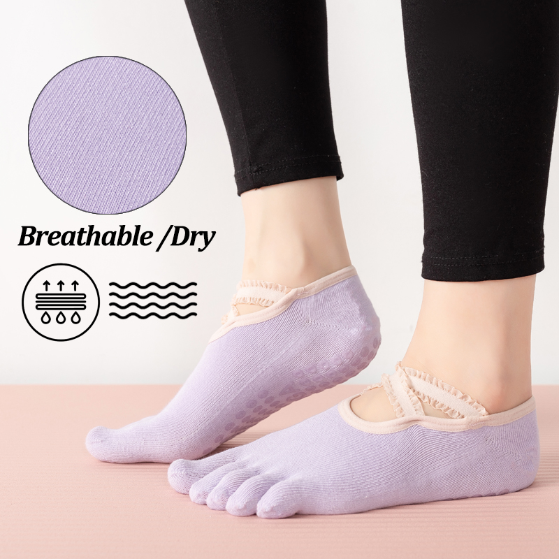 Ladies Non-Slip Pilates Socks  - Yoga Fitness Dance ulasan dan harga