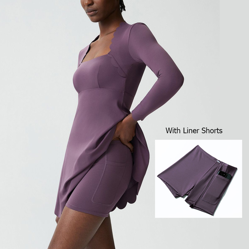 Women Yoga Tennis Skirt Solid  - Yoga Fitness Dress ulasan dan harga