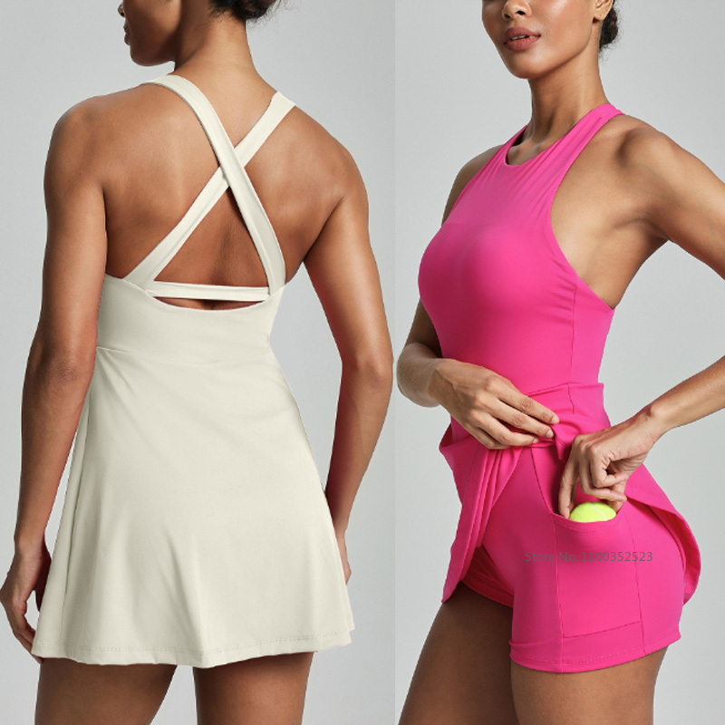 Women Cross Backless Tennis Dr - Yoga Fitness Dress ulasan dan harga