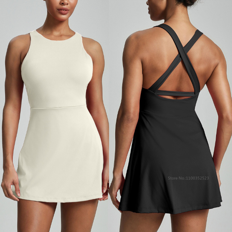 Women Cross Backless Tennis Dr - Yoga Fitness Dress ulasan dan harga