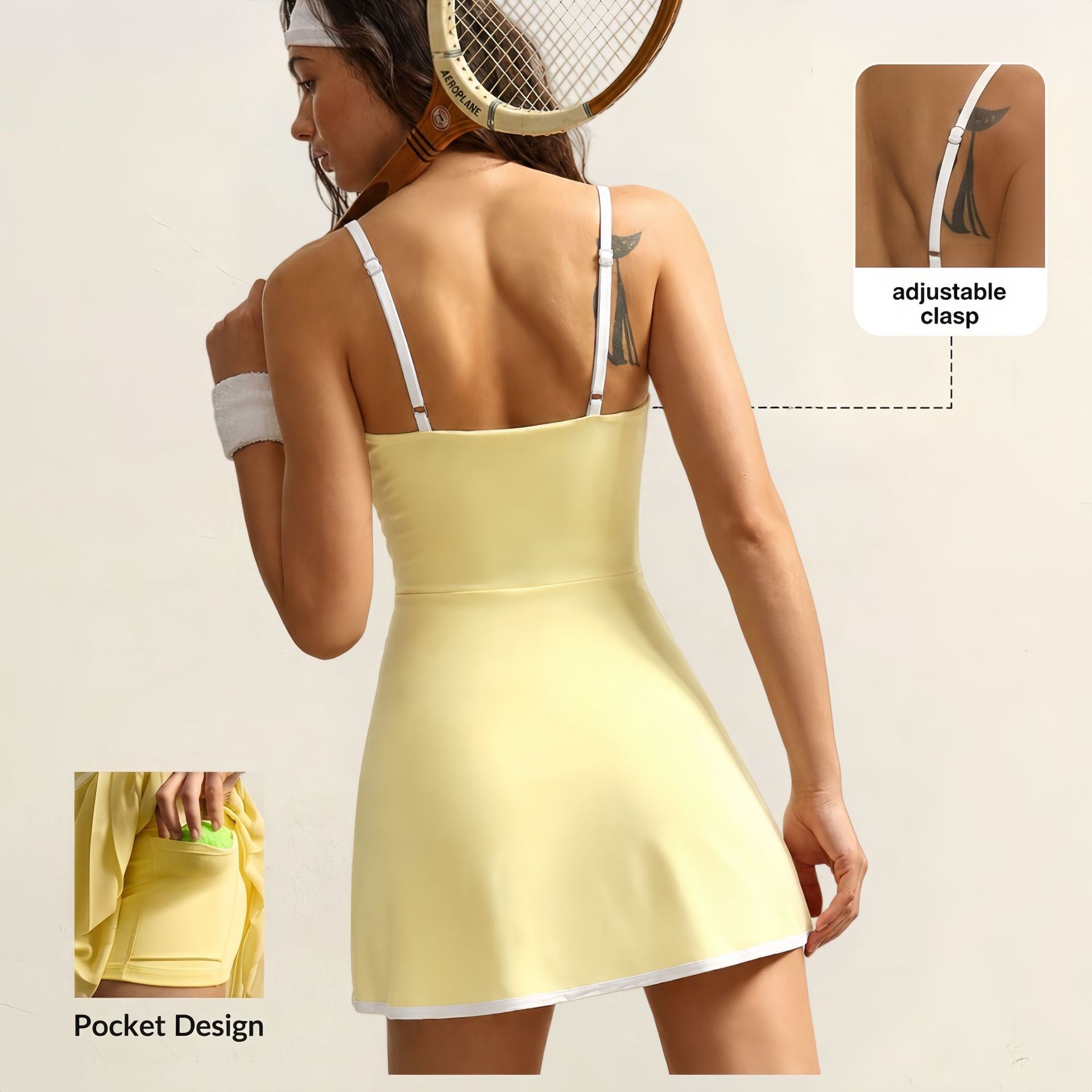 Women Summer Color Block Spagh - Yoga Fitness Dress ulasan dan harga