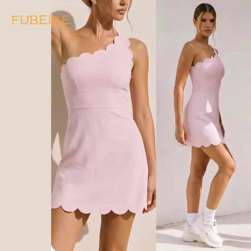 Lace One Shoulder Tennis Dress - Yoga Fitness Dress ulasan dan harga