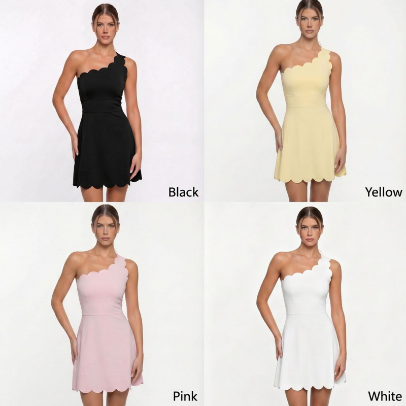 Lace One Shoulder Tennis Dress - Yoga Fitness Dress ulasan dan harga