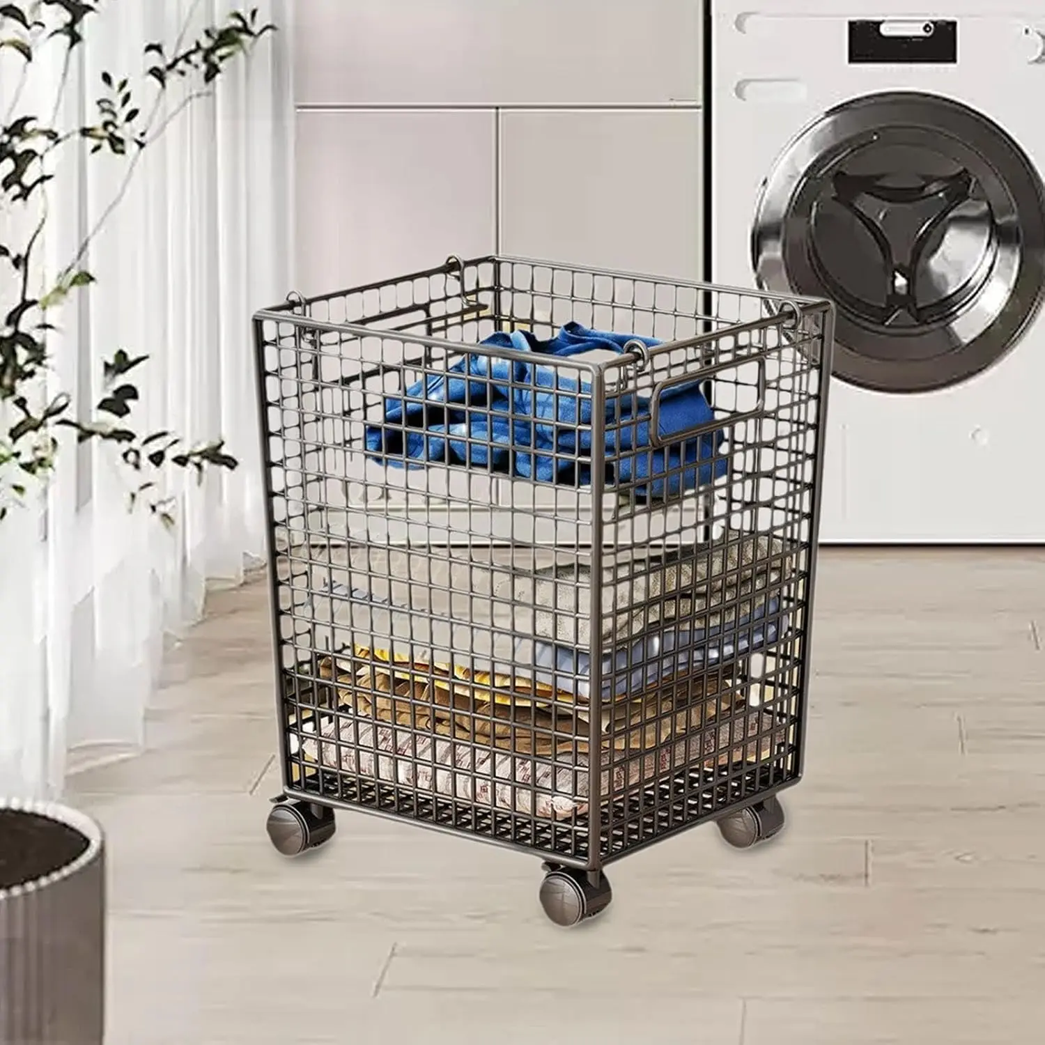 Wire Mesh Laundry Hamper on Wh - Yoga Fitness Wheel ulasan dan harga